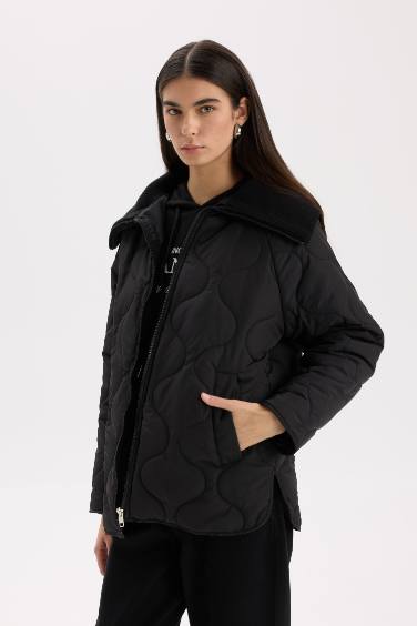 Su Geçirmez Mevsimlik Mont Kapitoneli Fermuarlı Cepli Hafif