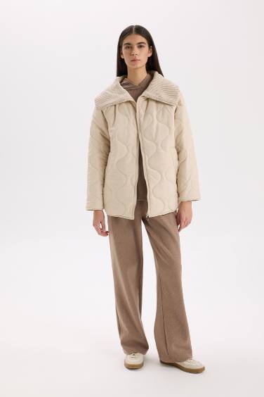 Su Geçirmez Mevsimlik Mont Kapitoneli Fermuarlı Cepli Hafif