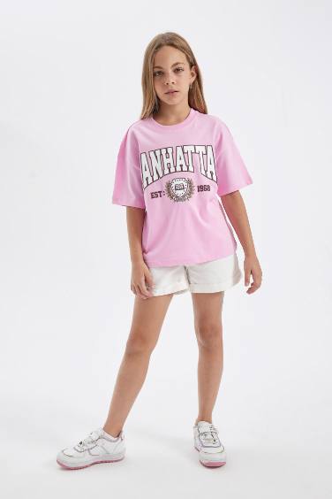 Girl Oversize Fit Printed School T-Shirt