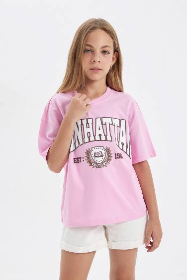 Girl Oversize Fit Printed School T-Shirt