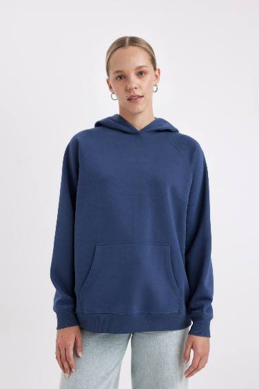 Oversize Fit Fit Hooded Thick Sweatshirt