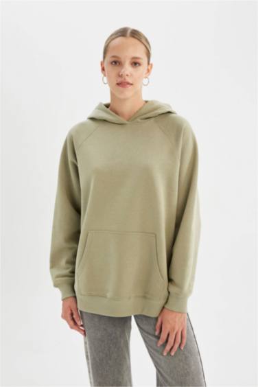 Свитшот оверсайз из плотной ткани с капюшоном