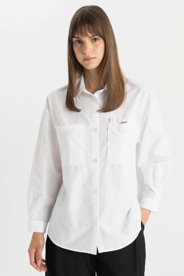 Relax Fit Poplin Long Sleeve Shirt Tunic