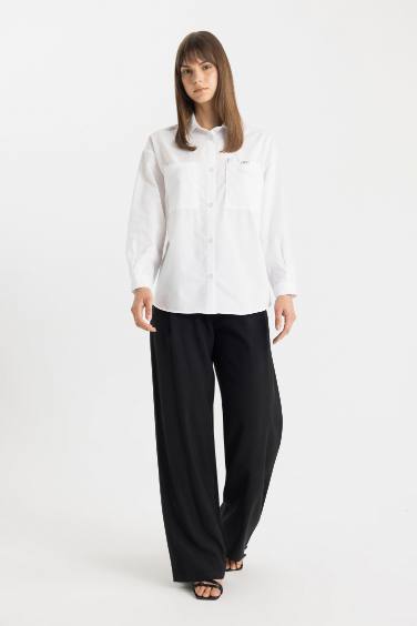 Relax Fit Poplin Long Sleeve Shirt Tunic