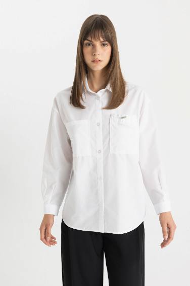 Relax Fit Poplin Long Sleeve Shirt Tunic