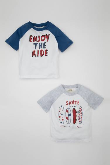 Ensemble de T-Shirt à Manches Courtes Imprimé Skateboard pour Bébé Garçon - 2 Pièces