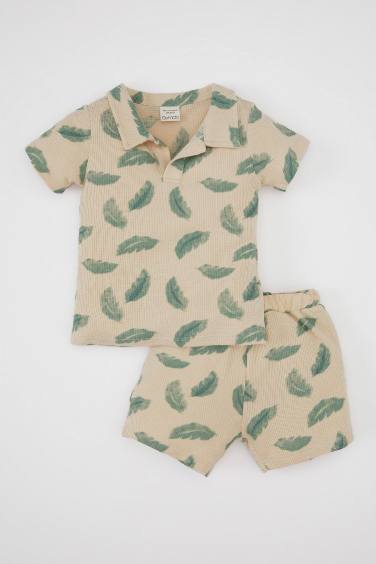 Baby Boy Printed Polo Neck T-Shirt Shorts 2 Piece Set