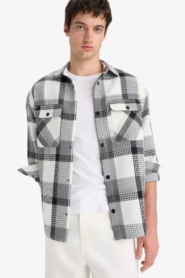 Relax Fit Long Sleeve Waffle Shirt