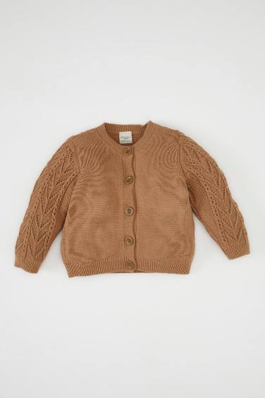 Cardigan en tricot boutonné à col rond pour Bébé Fille