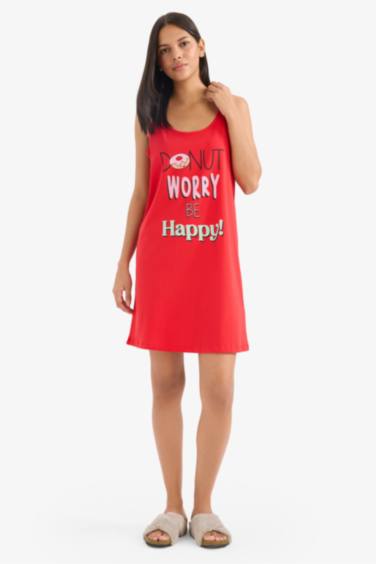 Fall in Love Printed Round Neck Sleeveless Nightgown