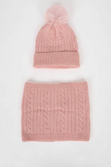 Ensemble de Bonnet à pompon et cache-col pour Fille