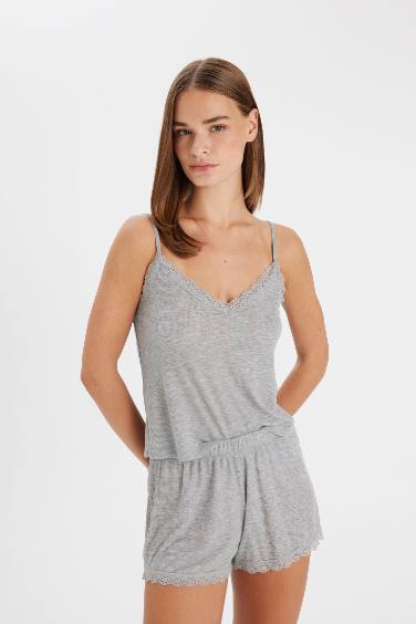 Fall in Love Strappy Ribbed 2 Piece Pajama Set