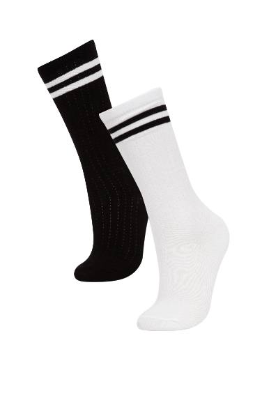 Chaussettes Longues Coton Pour Fille - 2 Pièces