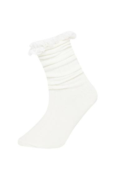 Kız Çocuk 2'li Pamuklu Diz Altı Okul Çorabı