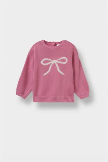 Baby Girl Regular Fit Crew Neck Knit Pullover