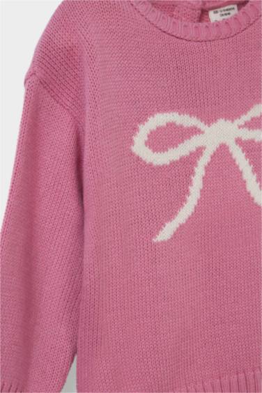Baby Girl Regular Fit Crew Neck Knit Pullover