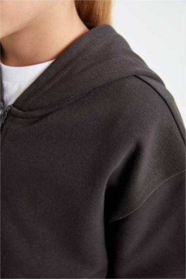 Кардиган с капюшоном на молнии для девочек, Школьная коллекция