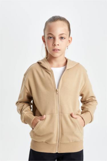 Кардиган с капюшоном на молнии для девочек, Школьная коллекция