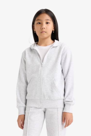 سويت شيرت بناتي بيزك سادة قصة عادية بكابيشون