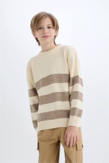 Pull Tricot Rayé à Col rond pour Garçon