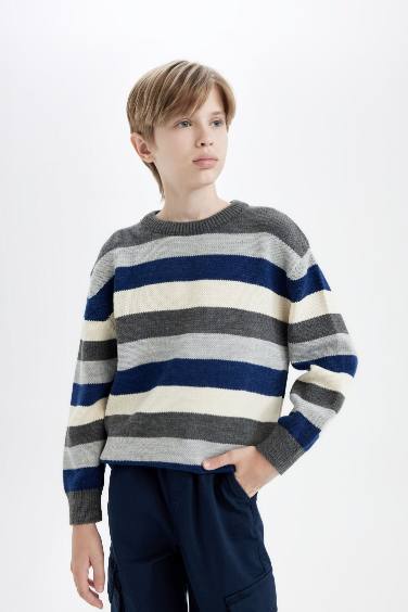 Boy Child Color Block Regular Fit Knitwear Pullover