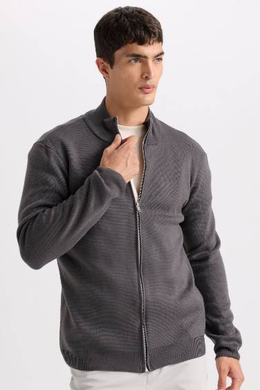 Standard Fit Turtleneck Knitwear Cardigan