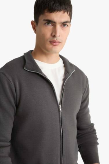 Cardigan à col montant et fermeture zip Coupe standard
