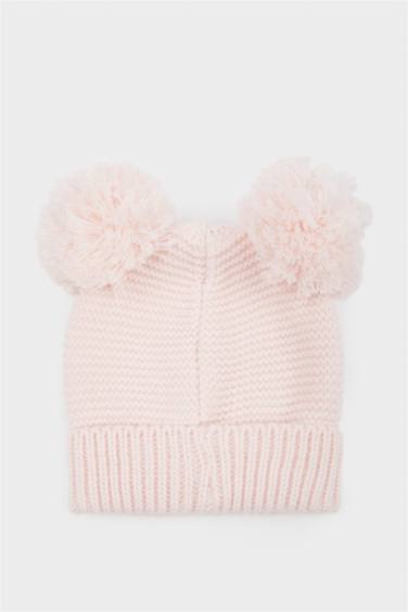 Девочка Младенец Трикотажная Шапка с Помпоном