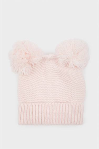 Девочка Младенец Трикотажная Шапка с Помпоном