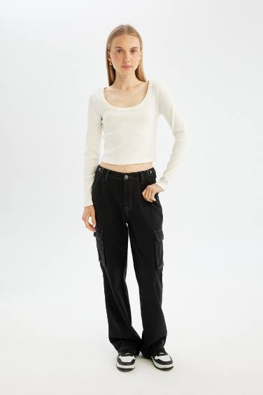Fitted Ribbed Camisole Long Sleeve T-Shirt