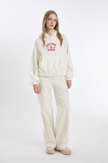 Coool Loose Fit Kapüşonlu Kanguru Cepli Polar Sweatshirt