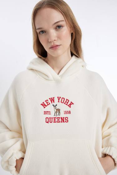 Coool Loose Fit Kapüşonlu Kanguru Cepli Polar Sweatshirt