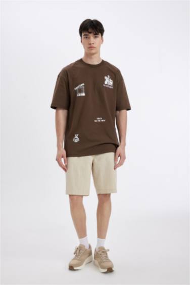 %100 Pamuk Regular Fit Yazlık Keten Bermuda Şort