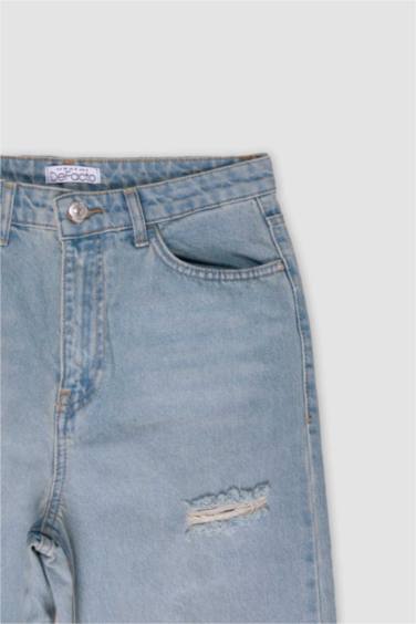 90's Wide Leg Ripped Detailed High Waist Long Jeans