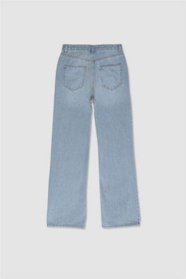 90's Wide Leg Ripped Detailed High Waist Long Jeans