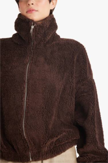 Oversize Geniş Kalıp Polo Yaka Welsoft Pelüş Fermuarlı Hırka