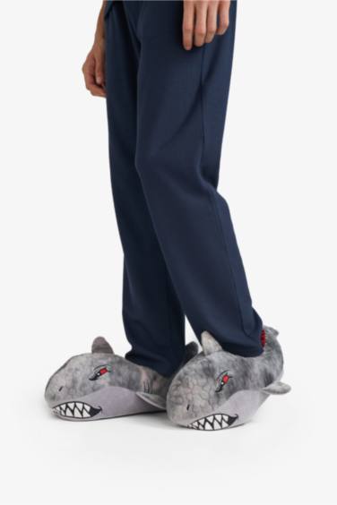 Man Shark Flat Sole Plush Home Boots