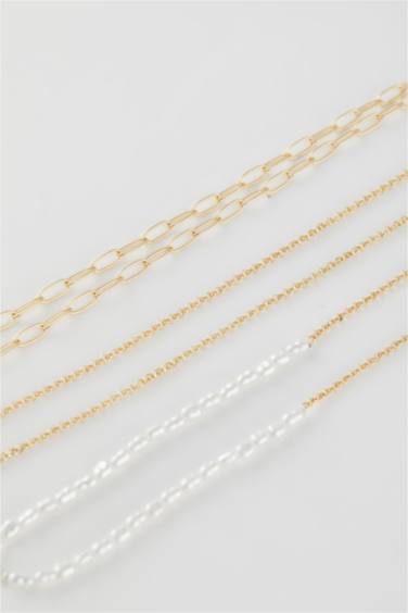 سلسله حريمي على شكل قلب ولؤلؤ - 3 قطع