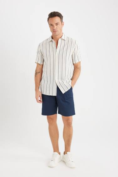 Regular Fit Polo Collar Cotton Printed Short Sleeve Shirt