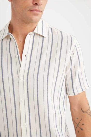 Regular Fit Polo Collar Cotton Printed Short Sleeve Shirt
