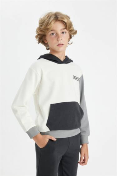 Boy Printed Hooded Sweatshirt Sweatpants 2 Piece Set