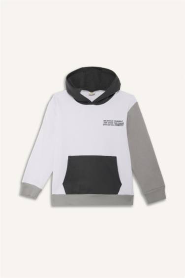 Erkek Çocuk 2'li Takım Baskılı Kapüşonlu Sweatshirt Jogger Eşofman Altı