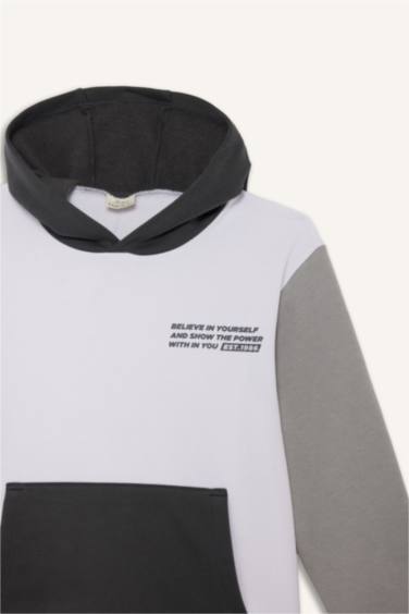 Erkek Çocuk 2'li Takım Baskılı Kapüşonlu Sweatshirt Jogger Eşofman Altı