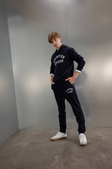 Boy Hooded Printed Sweatshirt Sweatpants 2 Piece Set