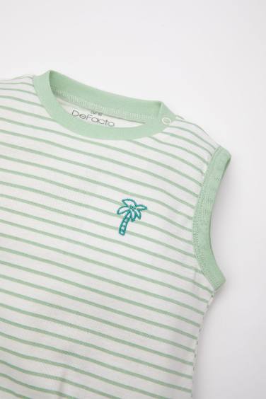 Baby Boy Newborn Baby Collar Striped Snap Body