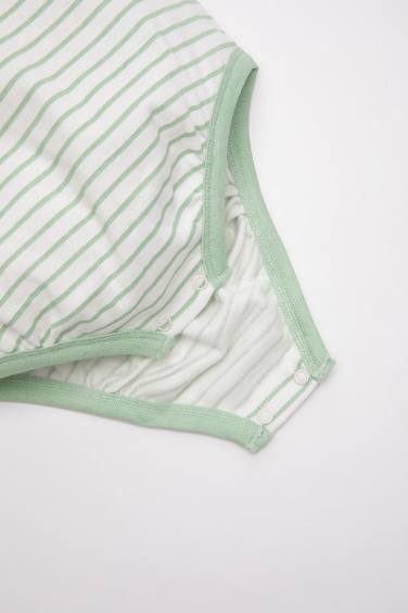 Baby Boy Newborn Baby Collar Striped Snap Body