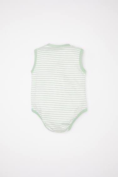 Baby Boy Newborn Baby Collar Striped Snap Body