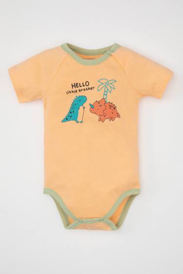 Baby Boy Newborn Dinosaur Printed Cotton Snap Body