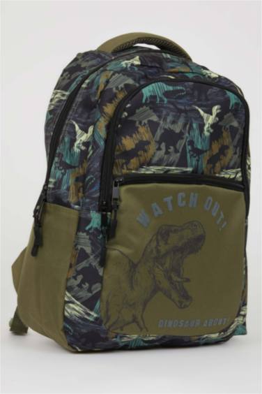 Erkek Çocuk Dinozor Desenli Kanvas Okul Çantası