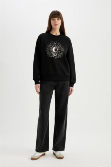 Свитшот свободного кроя с принтом